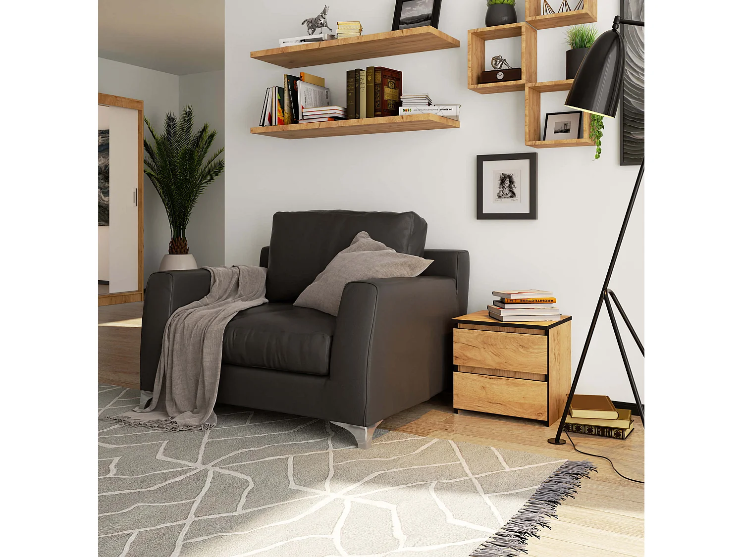 Nachtkastje CL2 met 2 Lades / AKORD Furniture Factory / Craft Eik / 40 x 40 x 35 cm