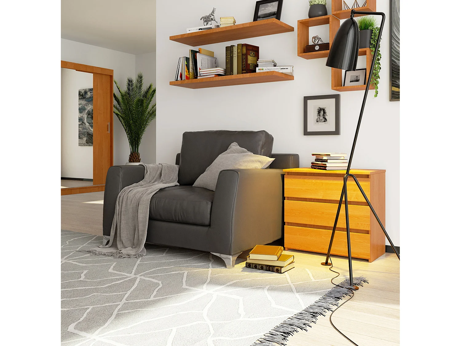 Table de chevet AKORD CL3 Aulne 60 cm 3 tiroirs façade Aulne 60x35x57 cm