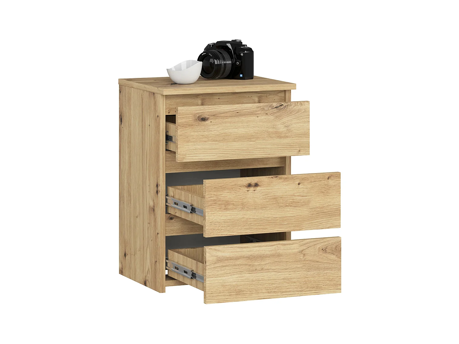 Szafka nocna AKORD CL3 Dąb Artisan 40 cm 3 szuflady kolor Dąb Artisan mat 40x35x57 cm