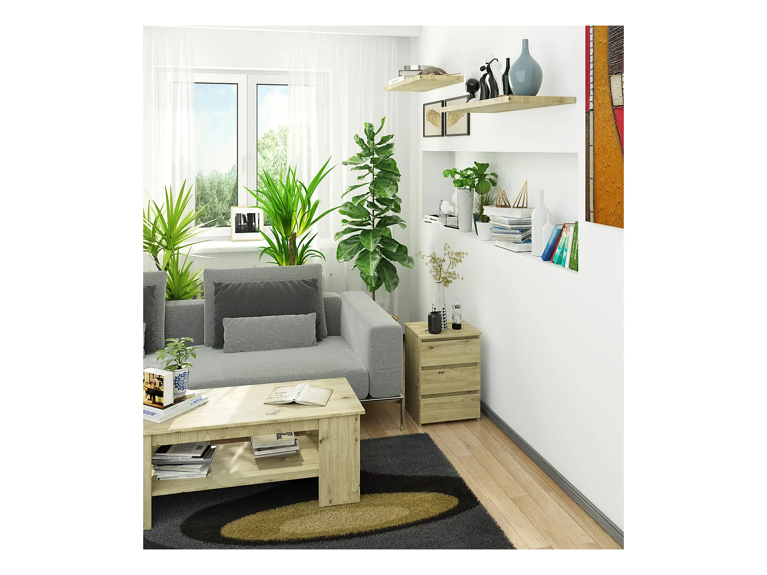 Szafka nocna AKORD CL3 Dąb Artisan 40 cm 3 szuflady kolor Dąb Artisan mat 40x35x57 cm