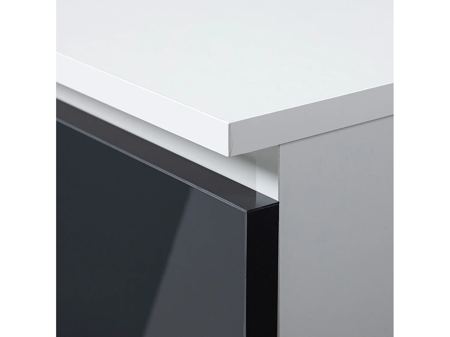 Table de chevet AKORD CL2 Blanche 40 cm 2 tiroirs façade Graphite Brillant 40x35x40 cm