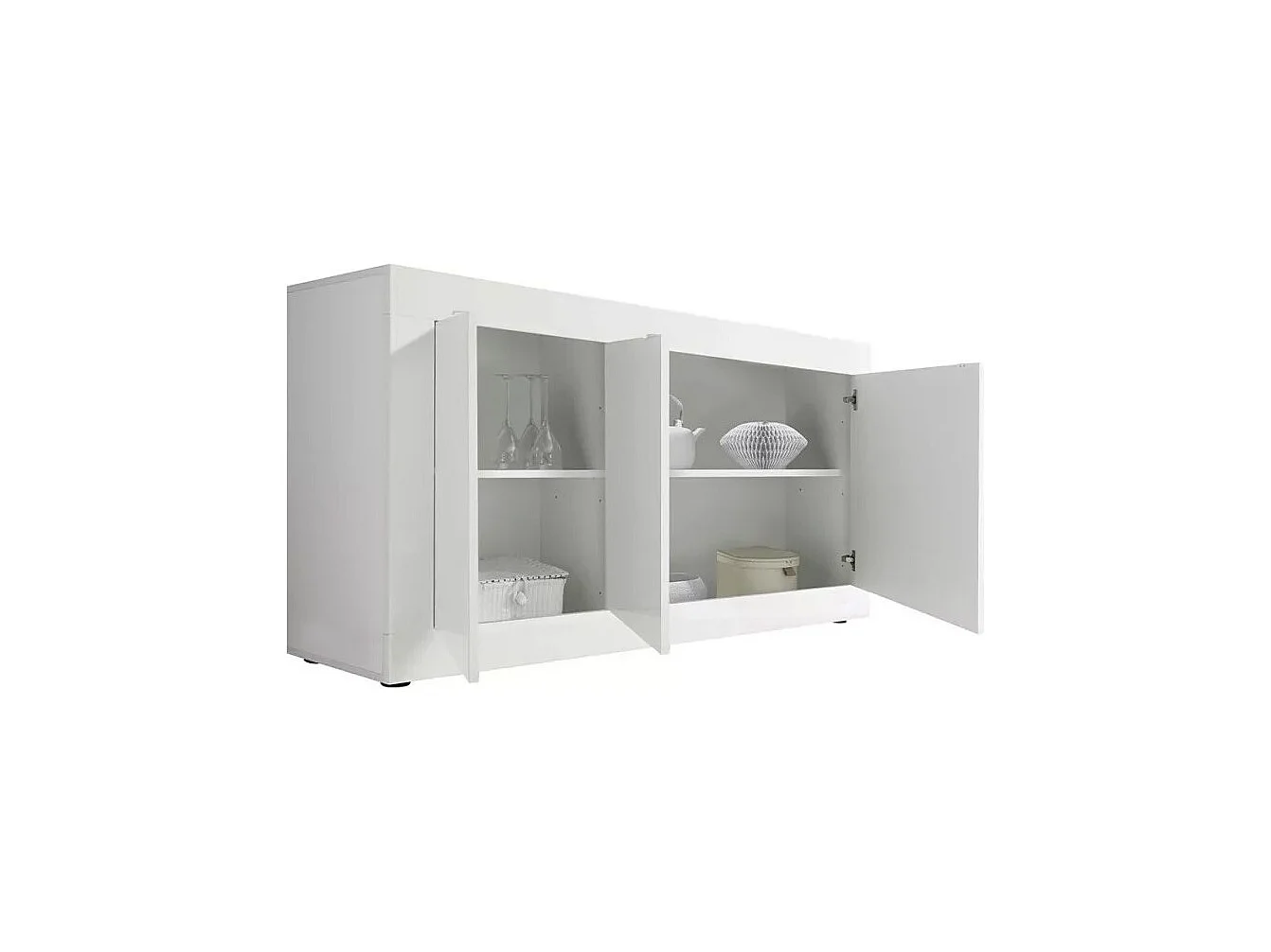 Buffet 3 deuren, collectie CISA, in glanzend wit lak