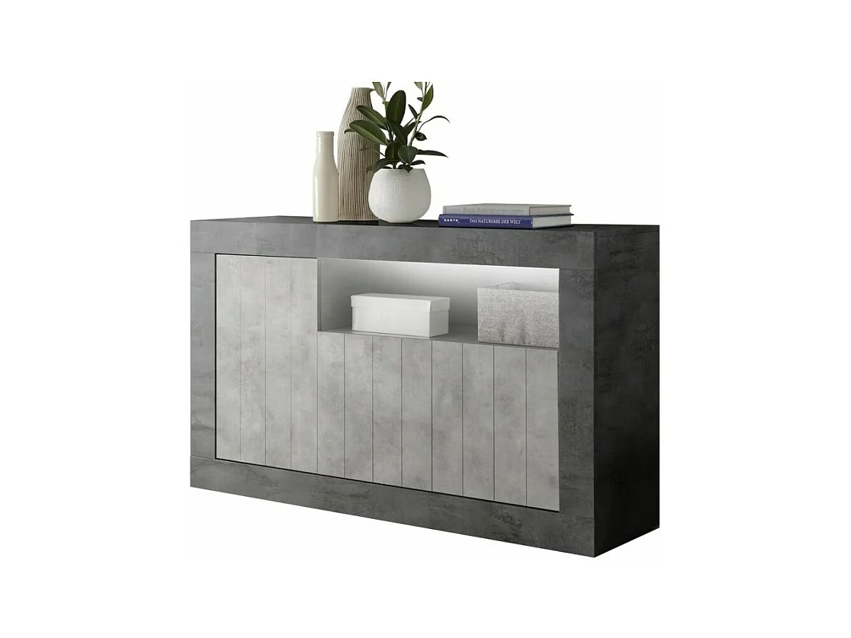 Buffet 3 portes, collection URBAN, coloris gris foncé, parfait pour votre salon