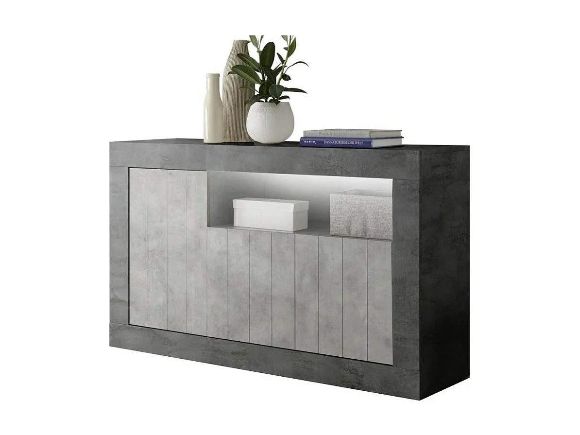 Buffet met 3 deuren, collectie URBAN, in donkergrijze kleur, perfect voor uw woonkamer.