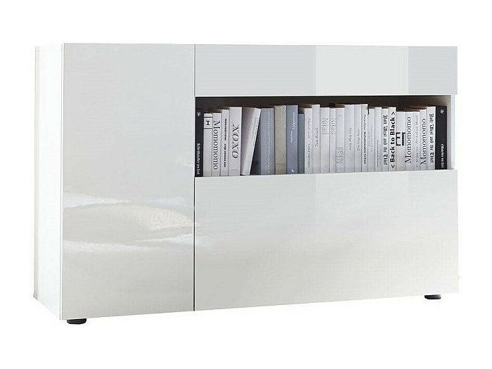 GIANTEX Cassettiera Bianca 80x30x95 Cm – Armadio Con 1 Cassetto, 2 Ante E 3 Ripiani Aperti, Struttura In MDF, Antiribaltamento, Per Soggiorno E Cucina - 2