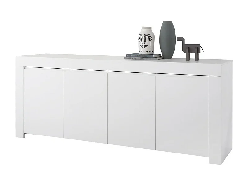 Aparador de 4 puertas, colección ZEFIR, color blanco mate, ideal para tu salón o comedor.