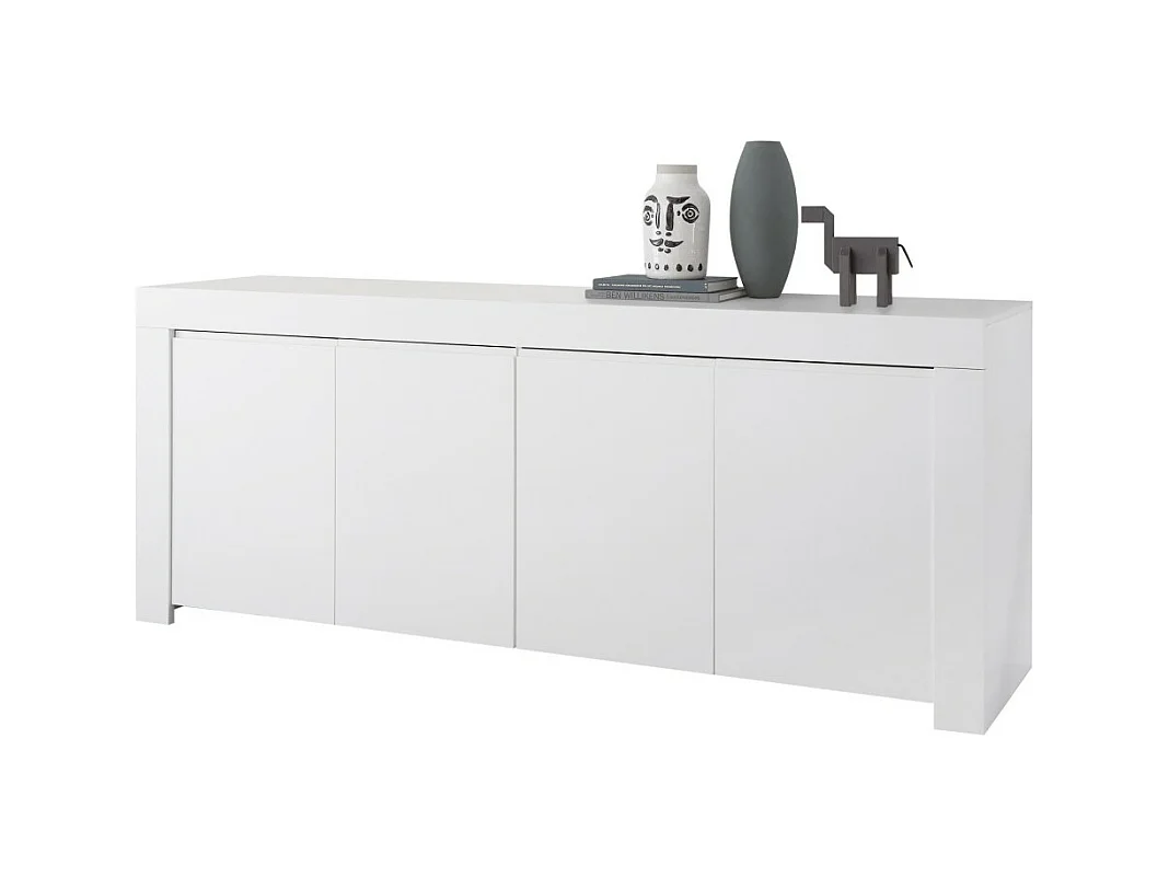 Buffet 4 portes, collection ZEFIR, coloris blanc mat, idéal pour votre salon ou salle à manger