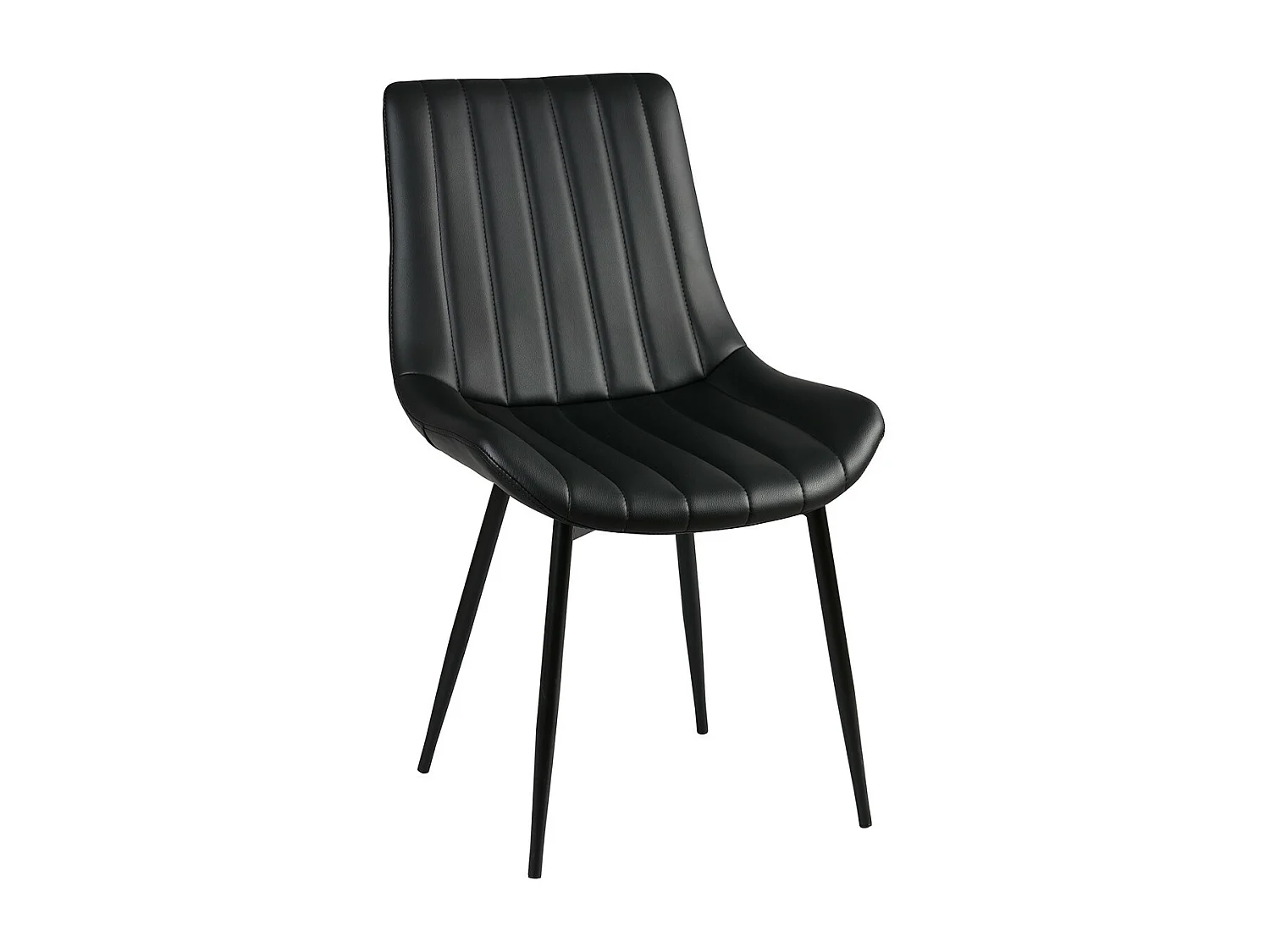 CAROLANN - Lot de 4 Chaises Noires Métal et PVC