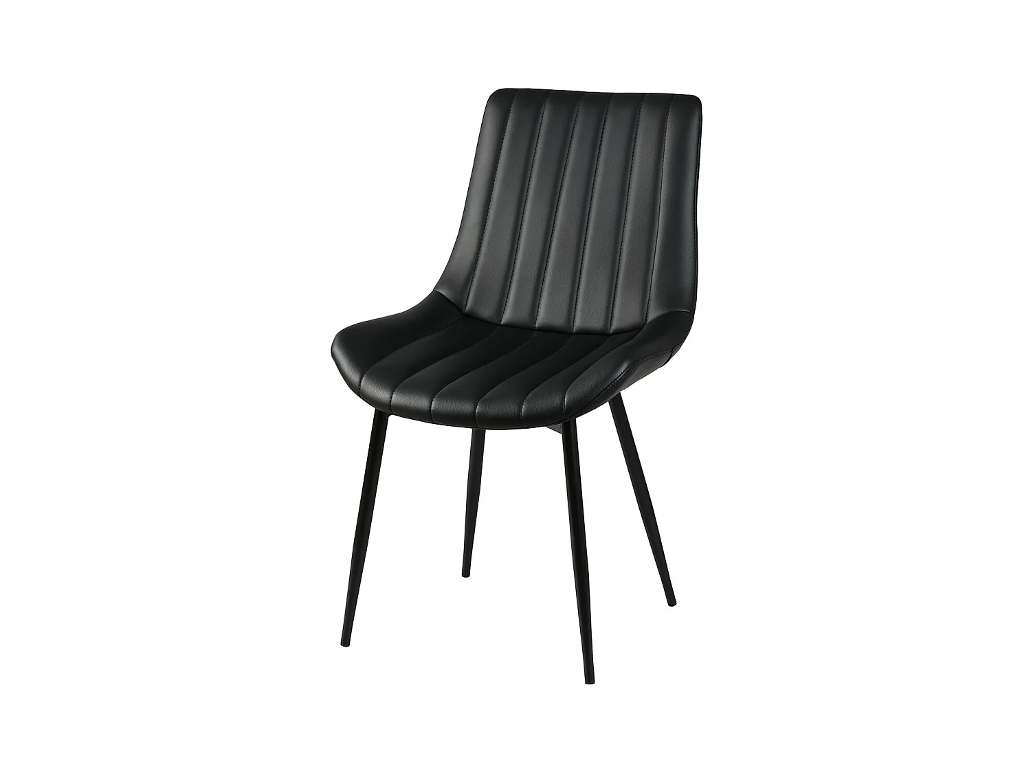 CAROLANN - Lot de 4 Chaises Noires Métal et PVC