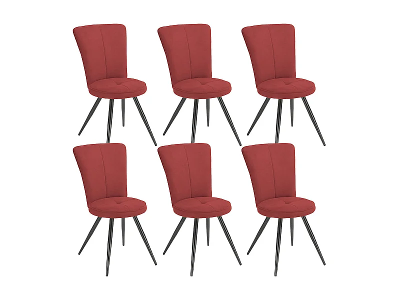 PARIL - Lot de 6 Chaises Matelassées Rouges