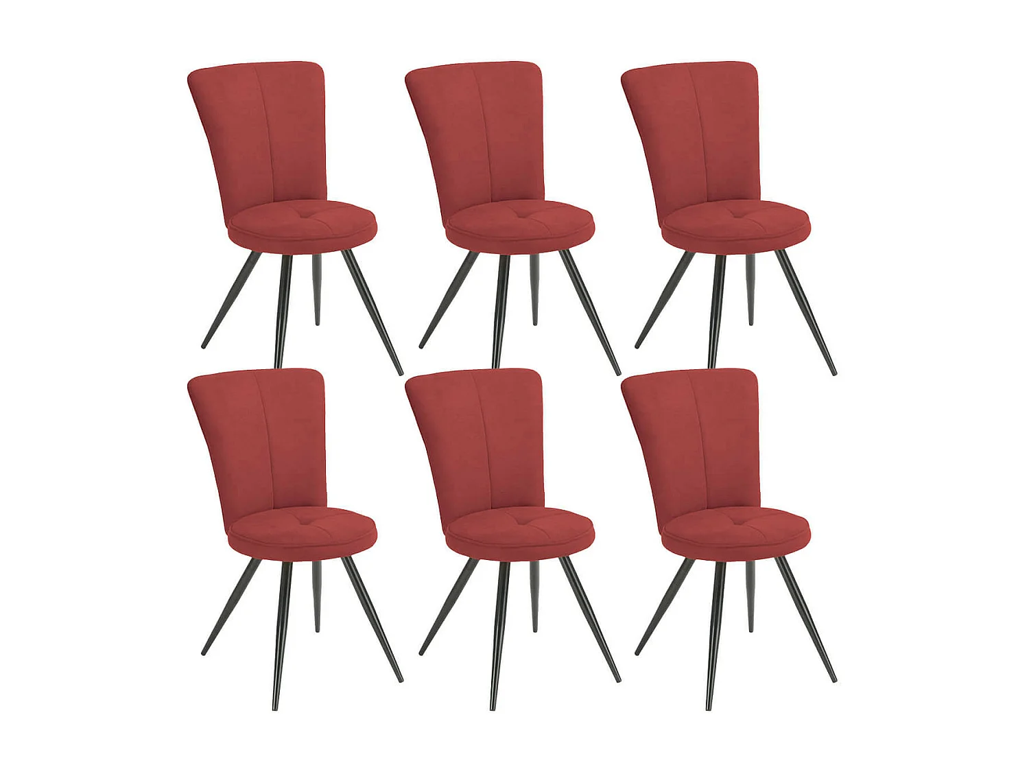 PARIL - Lot de 6 Chaises Matelassées Rouges