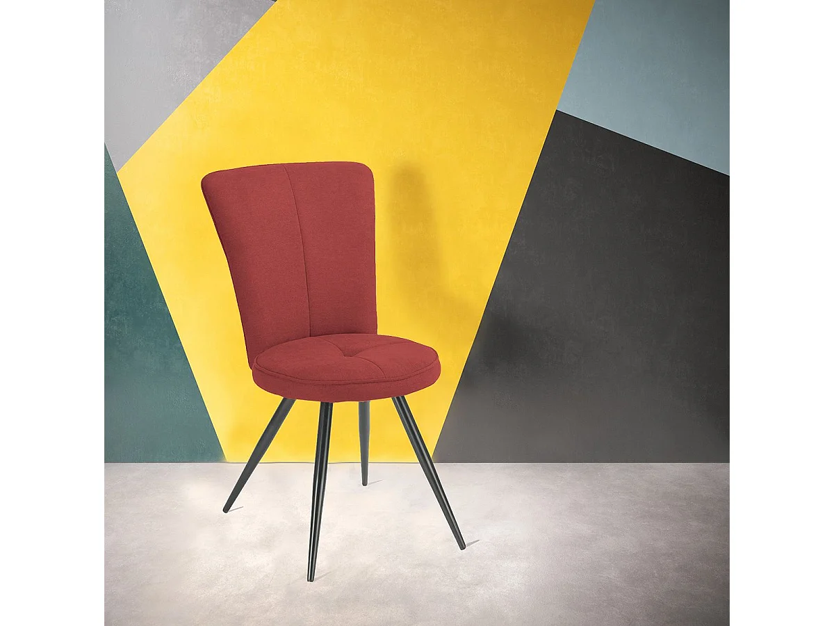 PARIL - Lot de 6 Chaises Matelassées Rouges