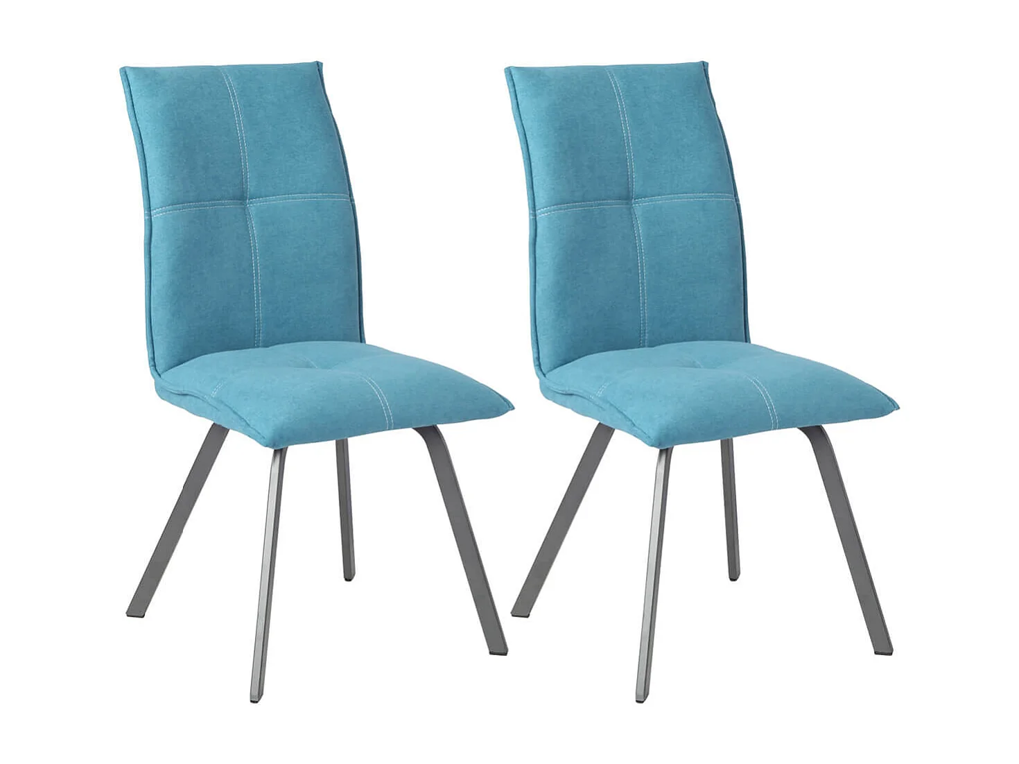 BISPO - Lot de 2 Chaises Tissu Coloris Bleu