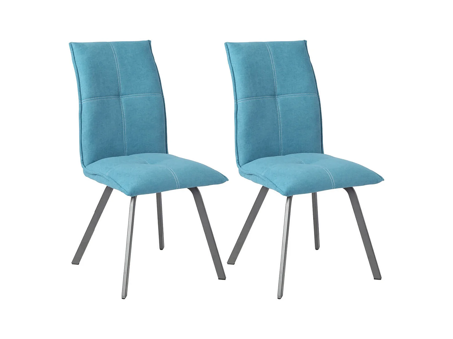BISPO - Lot de 2 Chaises Tissu Coloris Bleu