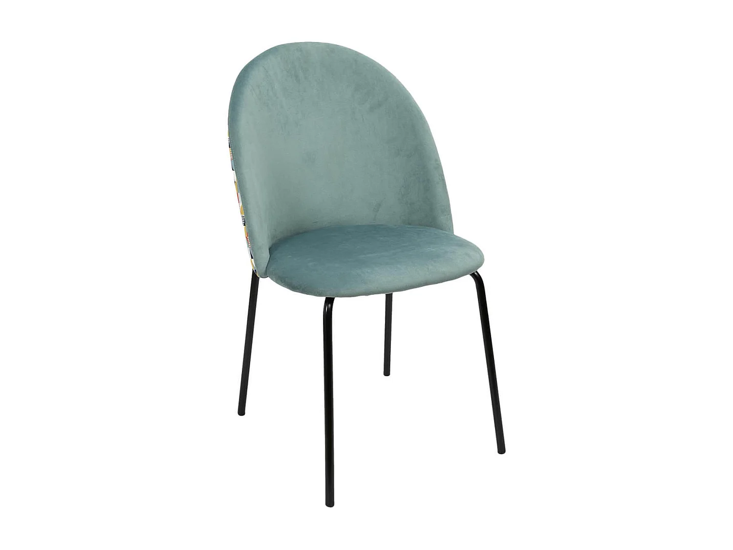 BIBBO - Lot de 2 Chaises Velours Bleu Céladon Motif Rétro