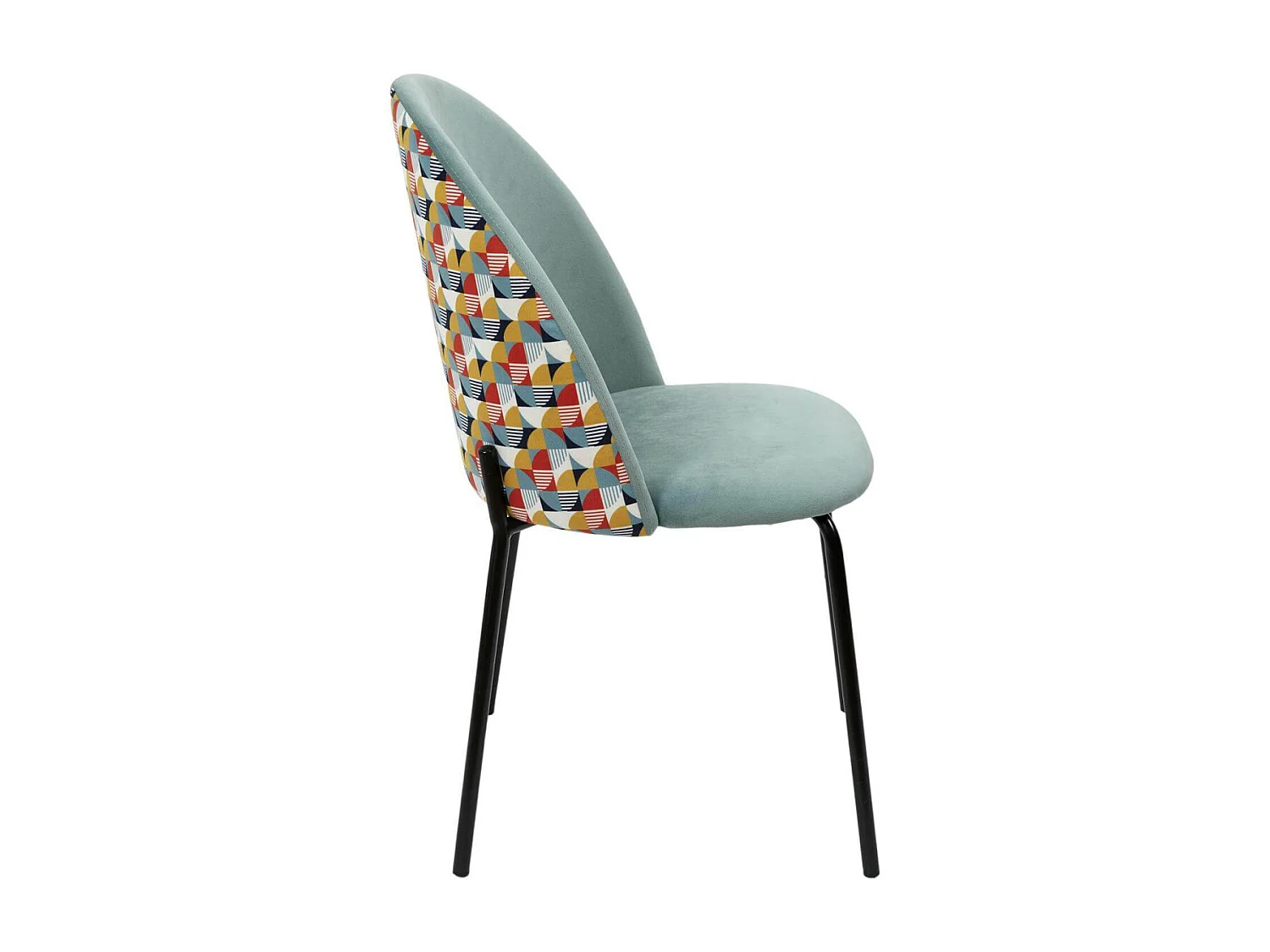 BIBBO - Lot de 2 Chaises Velours Bleu Céladon Motif Rétro