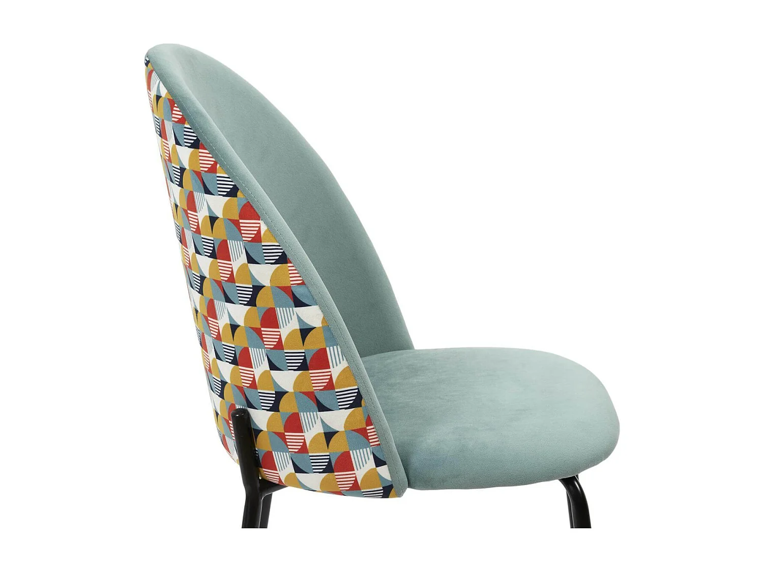 BIBBO - Lot de 2 Chaises Velours Bleu Céladon Motif Rétro