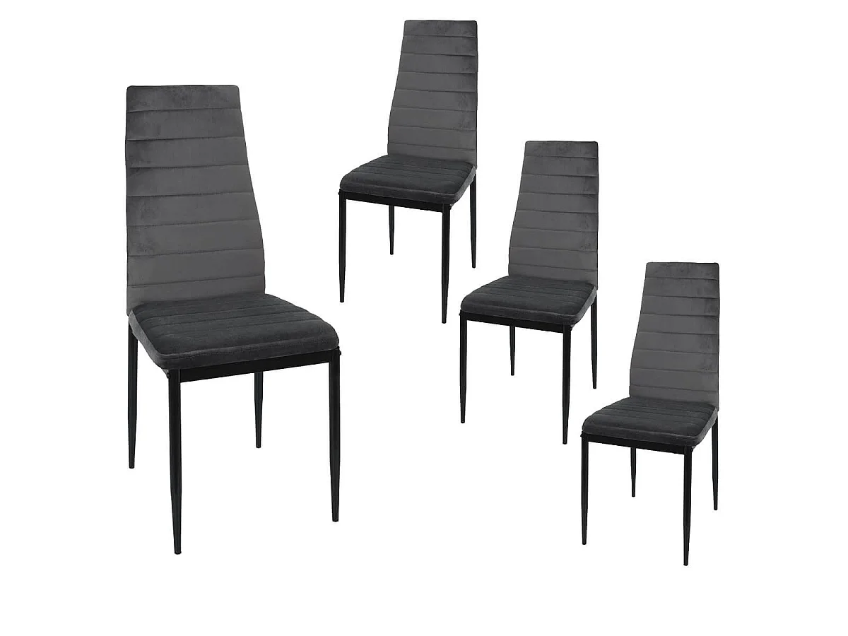 SIRILA - Lot de 4 Chaises Matelassées Velours Gris Foncé