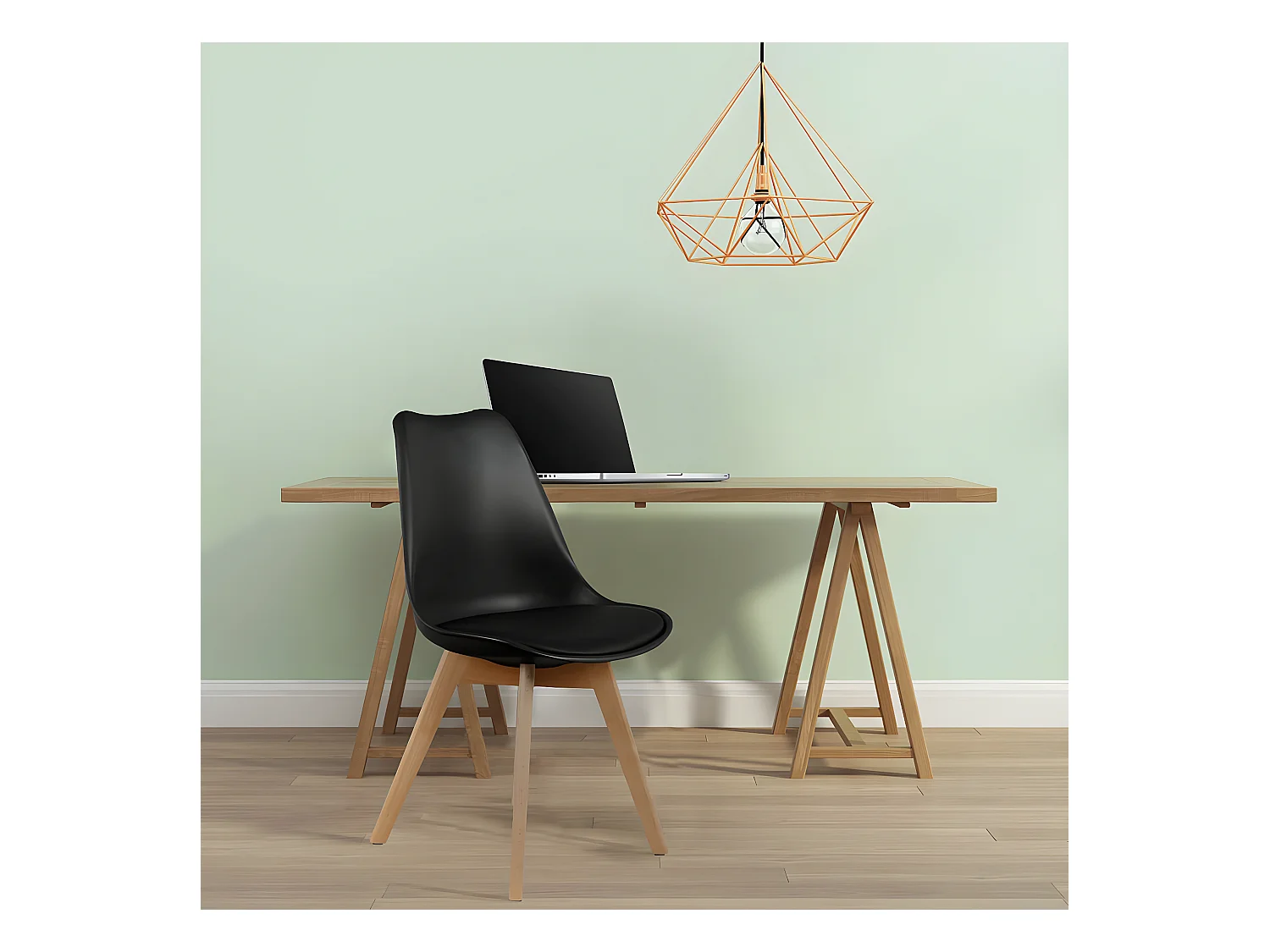 MEDALINE - Lot de 4 Chaises Scandinaves Noires