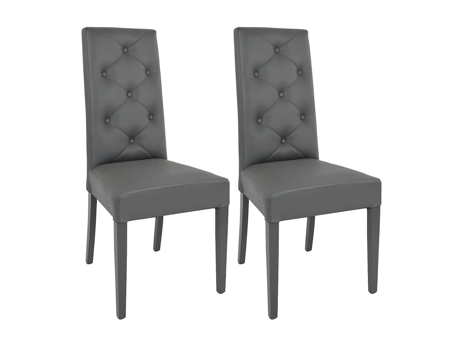 TREVI - Lot de 2 Chaises Simili Gris et Pieds Laqués