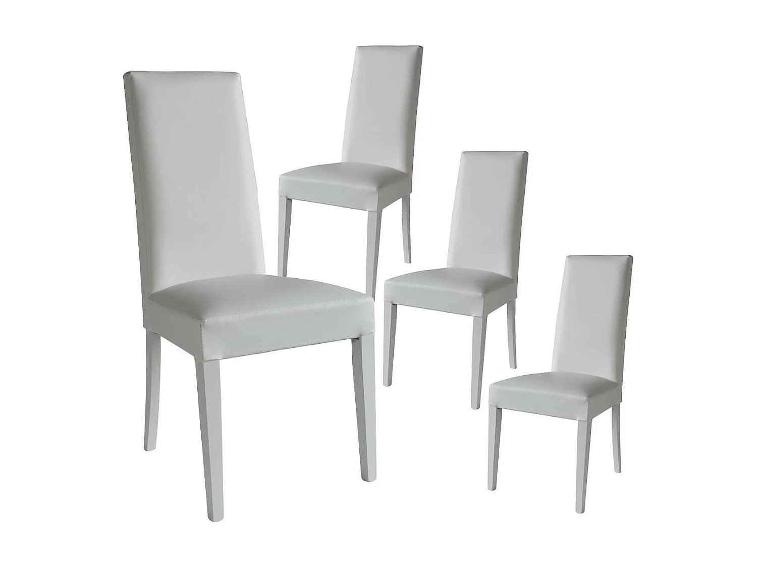 TORINO - Lot de 4 Chaises Simili Blanc et Pieds Laqués