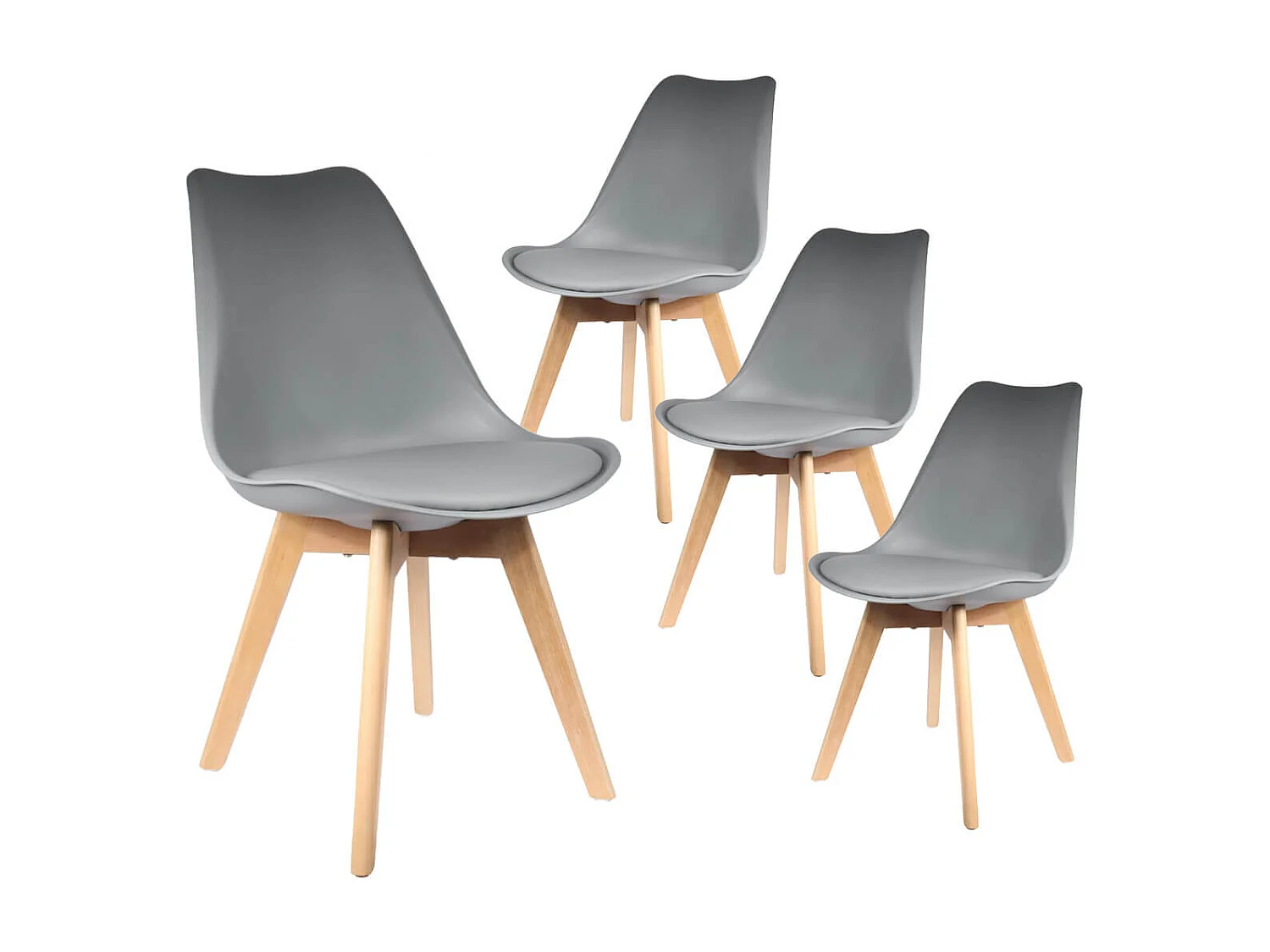 MEDALINE - Lot de 4 Chaises Scandinaves Grises