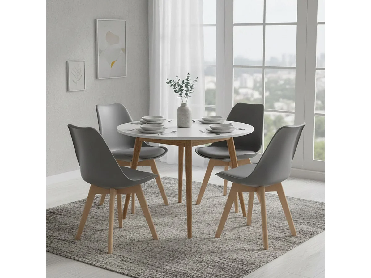 MEDALINE - Lot de 4 Chaises Scandinaves Grises