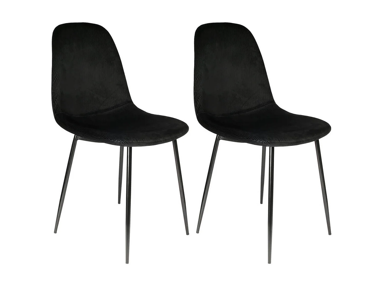 ALESSIA - Lot de 2 Chaises Velours Côtelé Noires