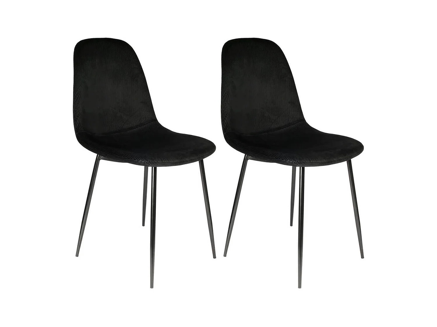 ALESSIA - Lot de 2 Chaises Velours Côtelé Noires
