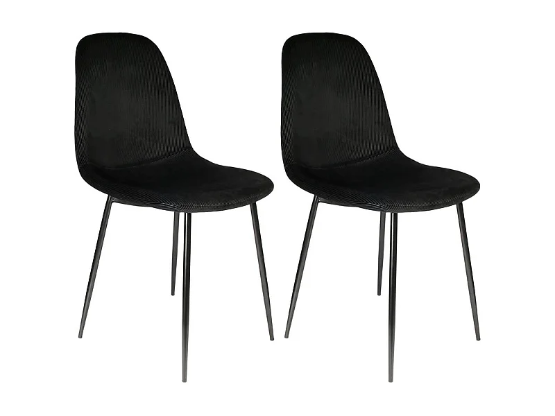 ALESSIA - Lot de 2 Chaises Velours Côtelé Noires
