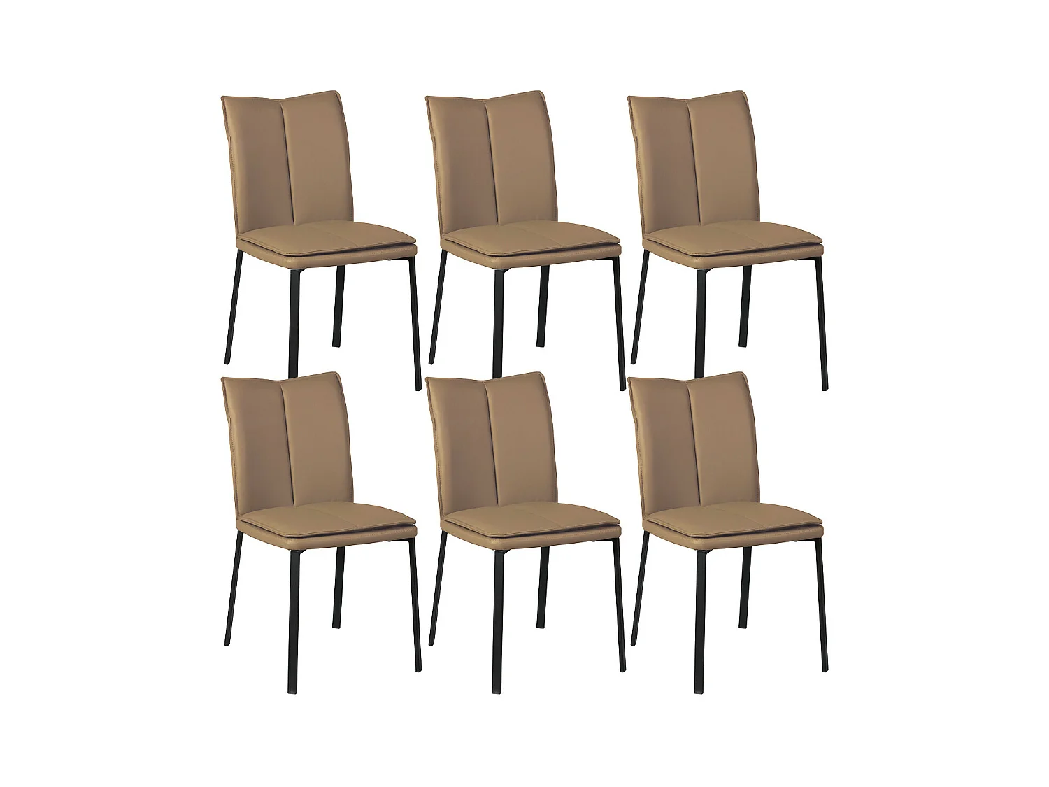 CALLUM - Lot de 6 Chaises Taupe avec Sur-Coussin
