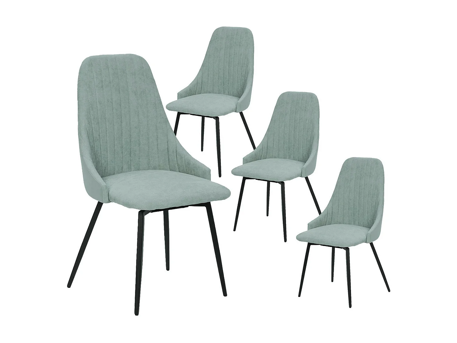 UNDY - Lot de 4 Chaises Pivotantes Tissu Vert d'Eau