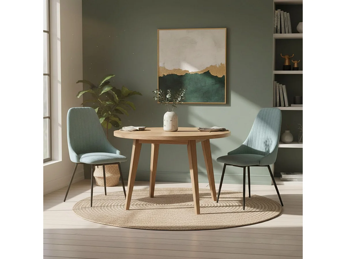 UNDY - Lot de 4 Chaises Pivotantes Tissu Vert d'Eau