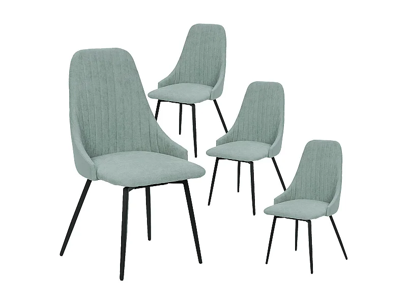 UNDY - Lot de 4 Chaises Pivotantes Tissu Vert d'Eau