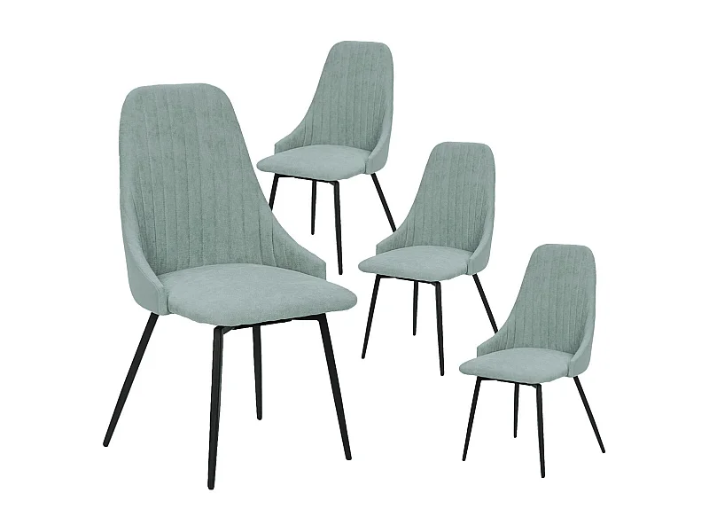 UNDY - Lot de 4 Chaises Pivotantes Tissu Vert d'Eau