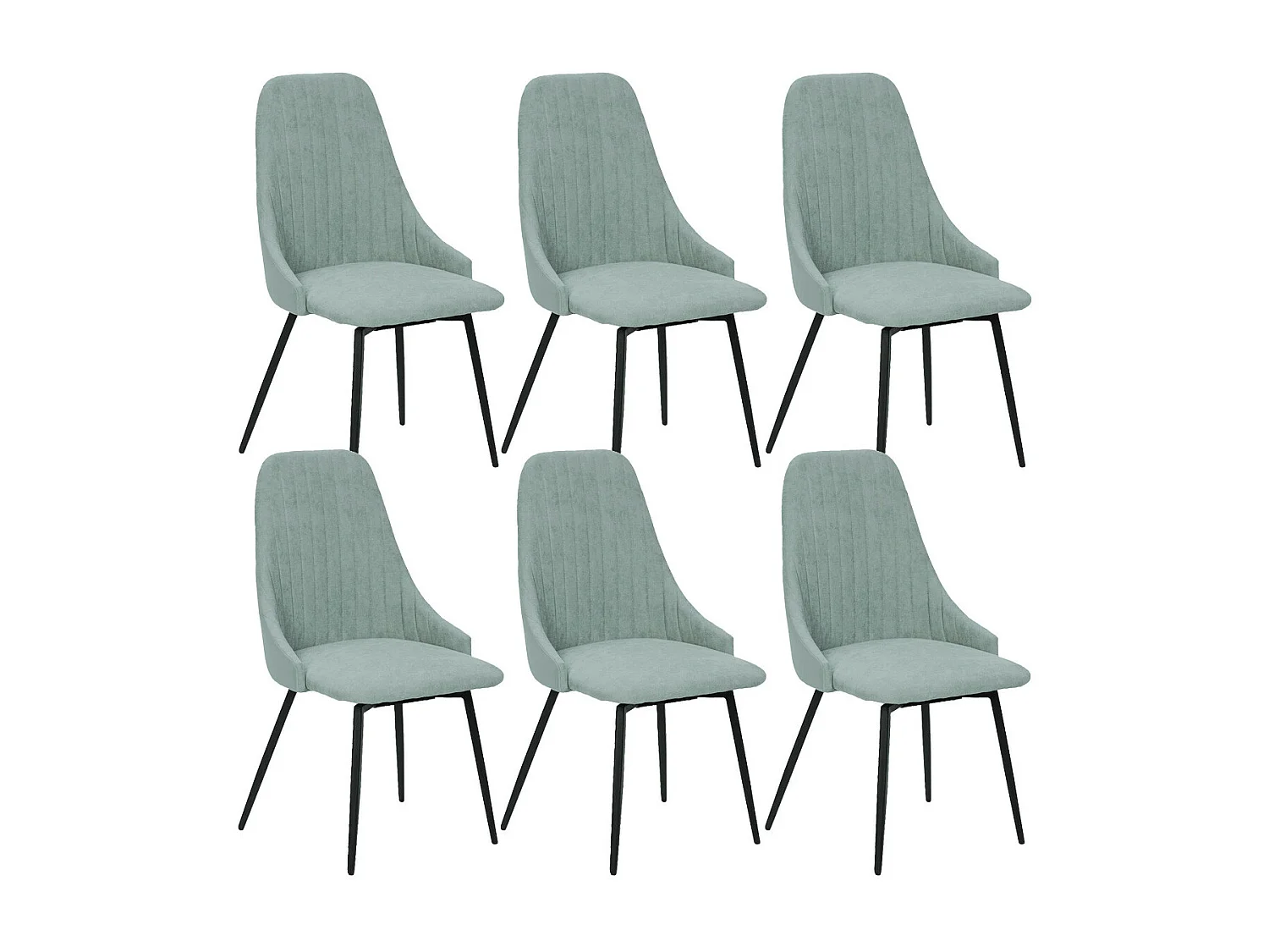 UNDY - Lot de 6 Chaises Pivotantes Tissu Vert d'Eau