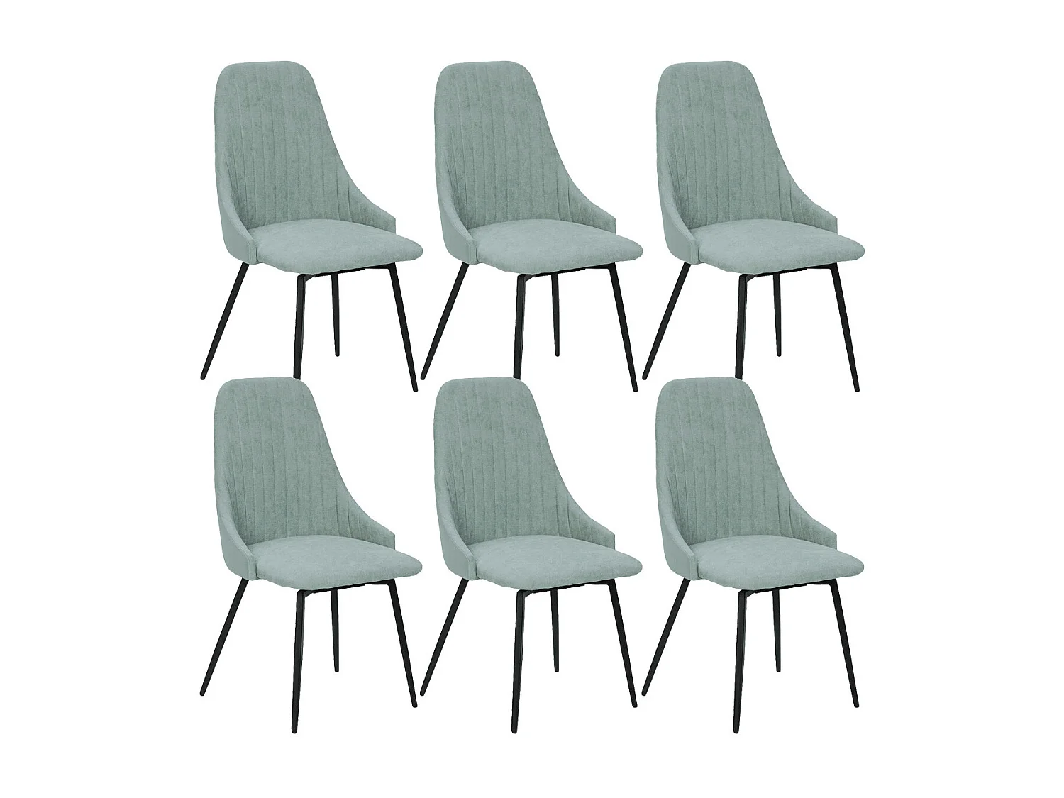 UNDY - Lot de 6 Chaises Pivotantes Tissu Vert d'Eau