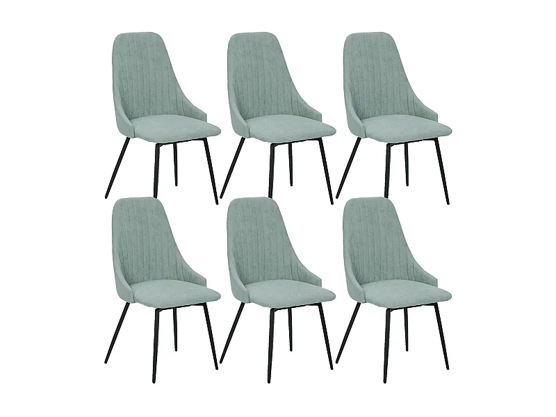 UNDY - Lot de 6 Chaises Pivotantes Tissu Vert d'Eau