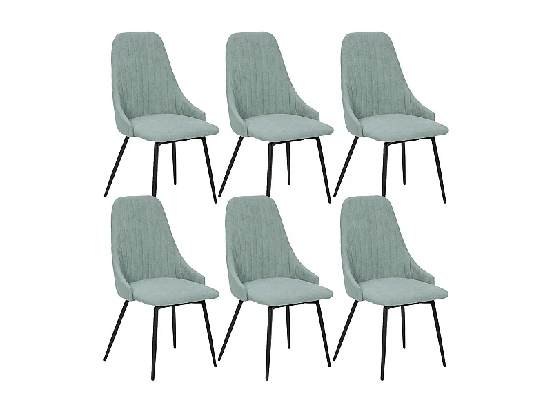 UNDY - Lot de 6 Chaises Pivotantes Tissu Vert d'Eau