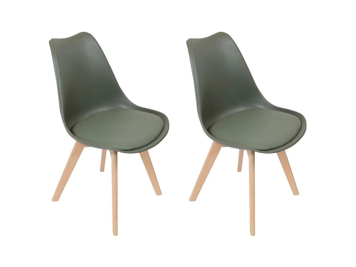 MEDALINE - Lot de 2 Chaises Scandinaves Kaki