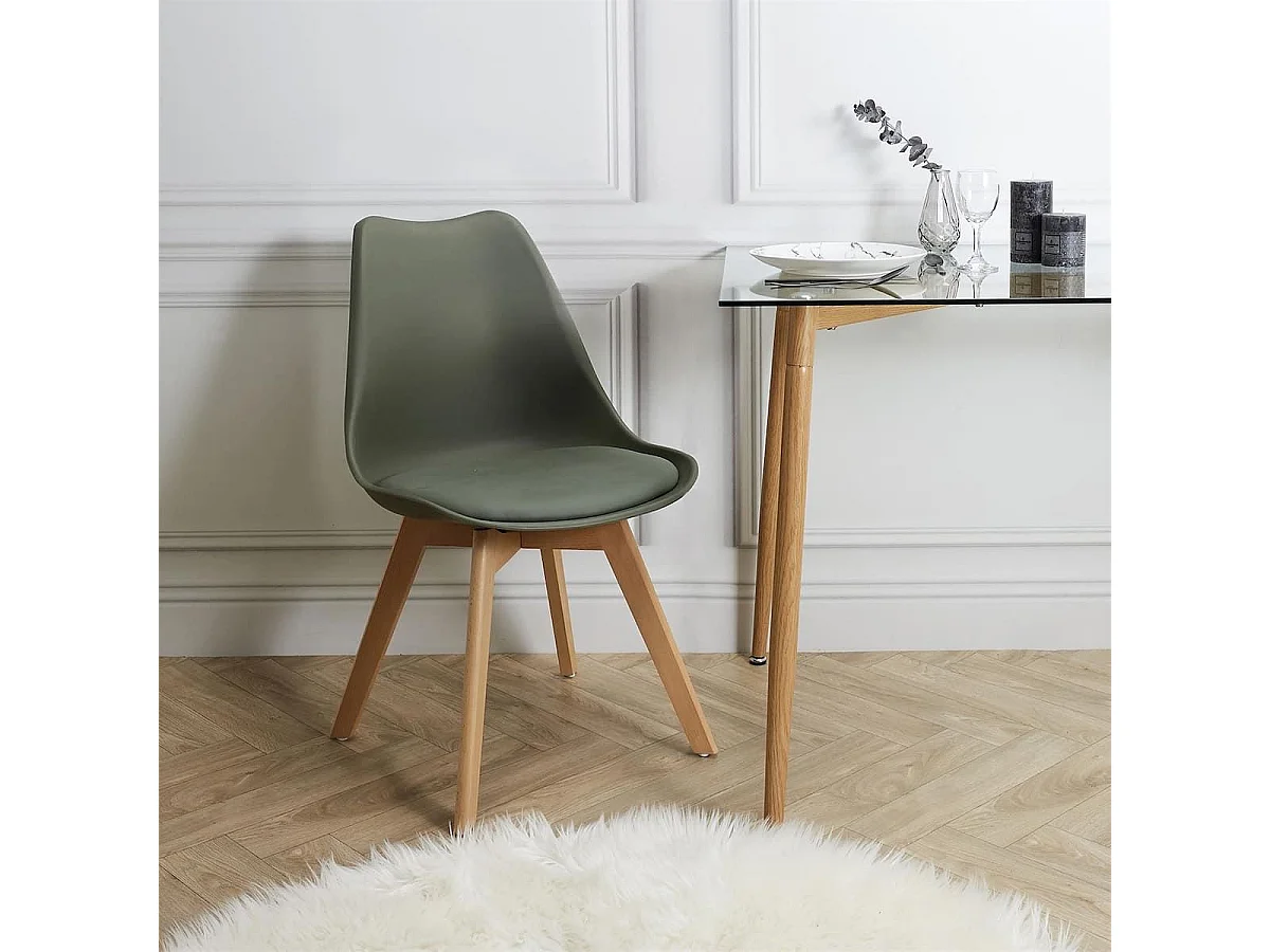 MEDALINE - Lot de 2 Chaises Scandinaves Kaki