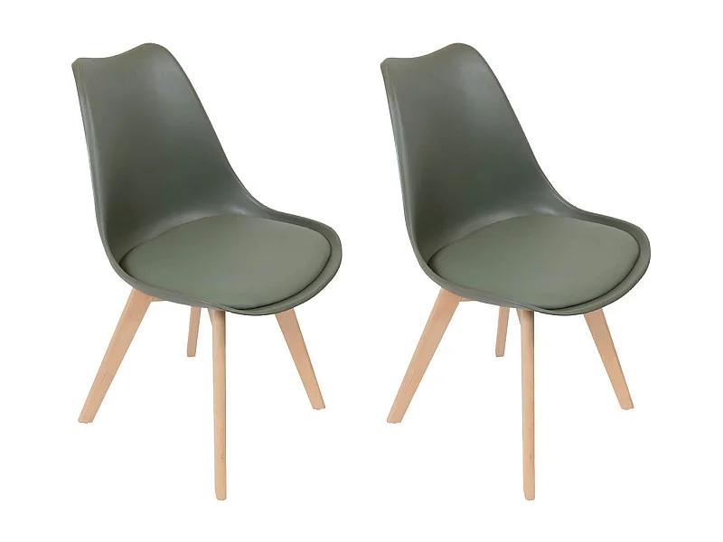 MEDALINE - Lot de 2 Chaises Scandinaves Kaki