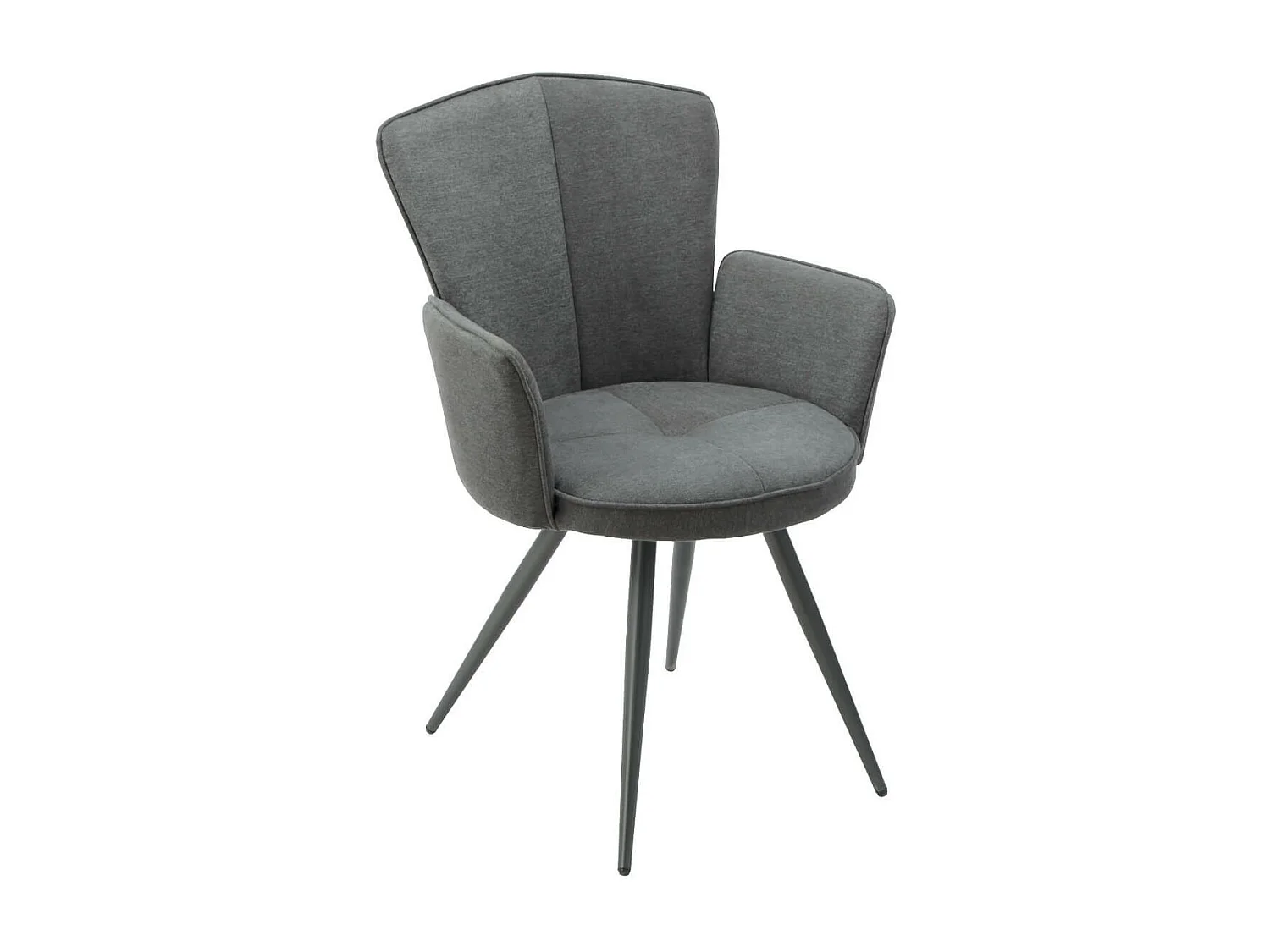 MALO - Lot de 2 Fauteuils Matelassés Gris Piètement Mat