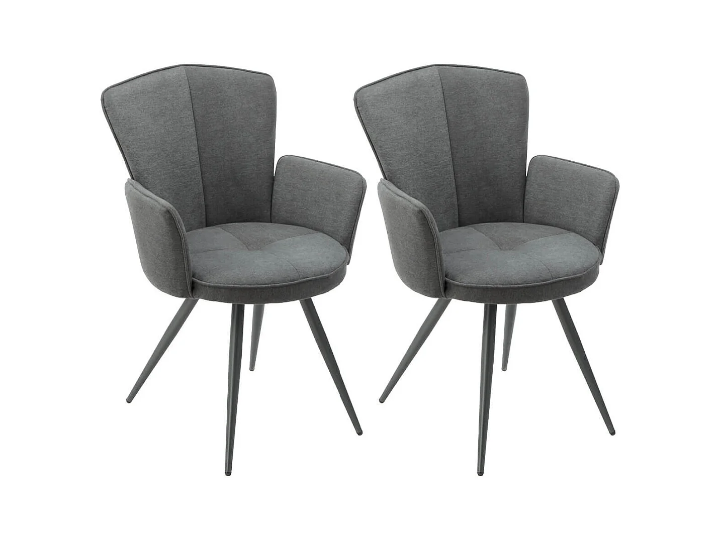 MALO - Lot de 2 Fauteuils Matelassés Gris Piètement Mat