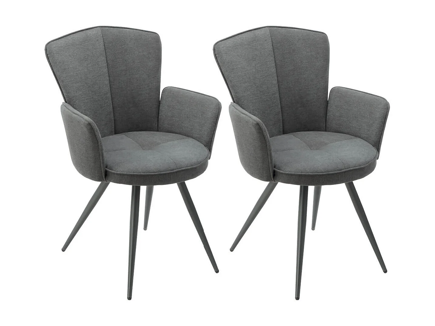 MALO - Lot de 2 Fauteuils Matelassés Gris Piètement Mat