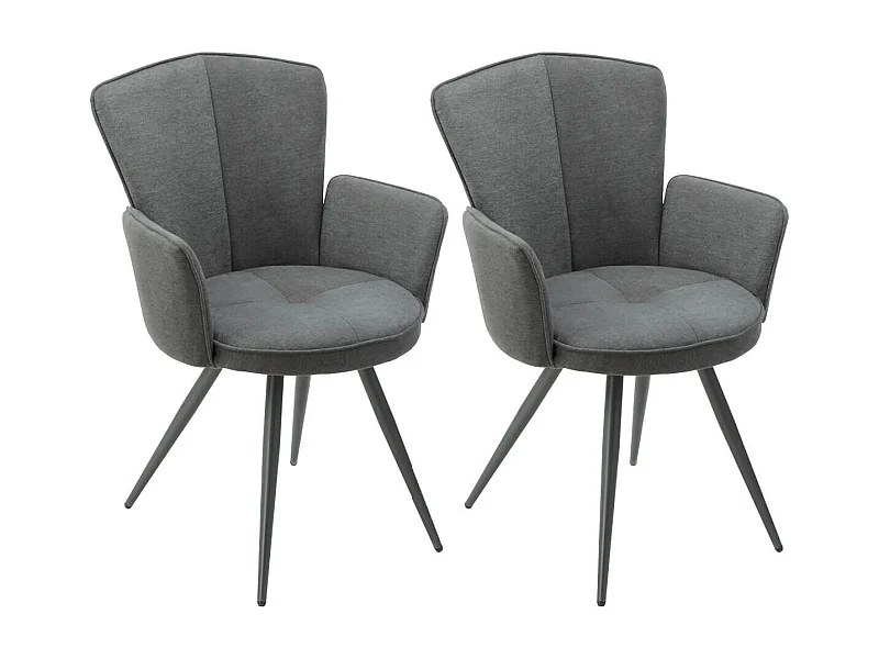 MALO - Lot de 2 Fauteuils Matelassés Gris Piètement Mat
