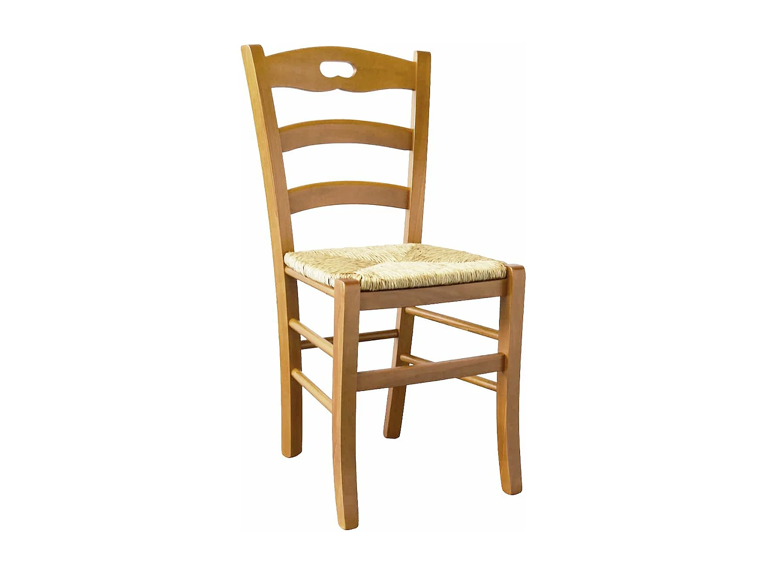 SUZY - Lot de 2 Chaises Teinté Chêne et Assises en Paille