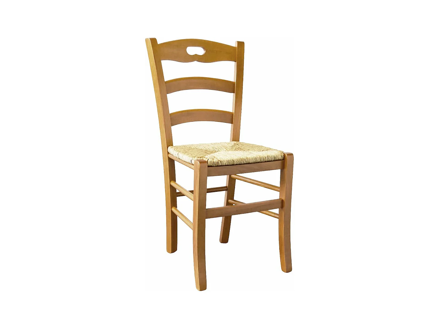 SUZY - Lot de 4 Chaises Teinté Chêne et Assises en Paille