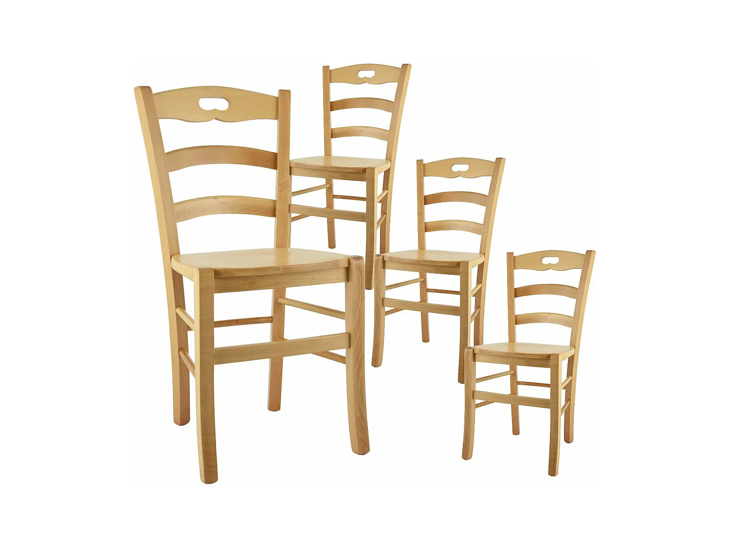 SUZY - Lot de 4 Chaises Naturelles et Assises en Bois