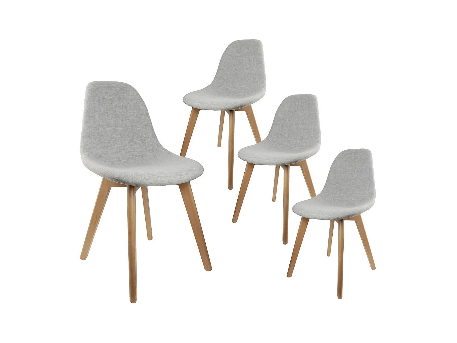 MEDYNA - Lot de 4 Chaises Scandinaves Grises